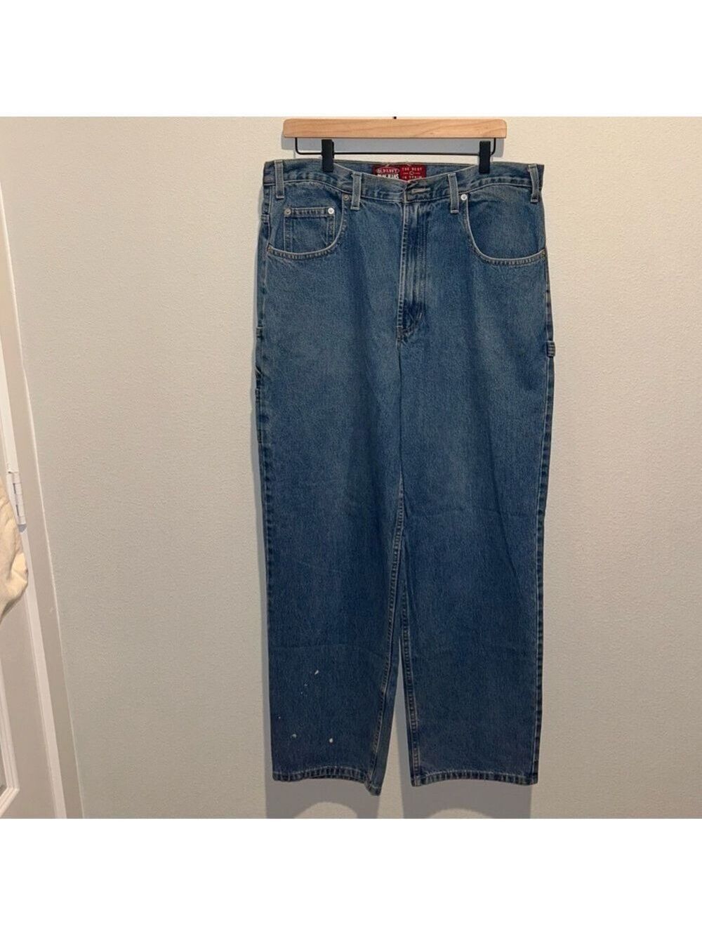 Vintage Old Navy Carpenter Jeans 36x30 Blue Grunge Style Preowned Paint Splatter